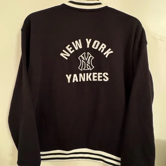 Black Varsity Jacket with White Trim and Embroidered Logo - Picture 4 of 4